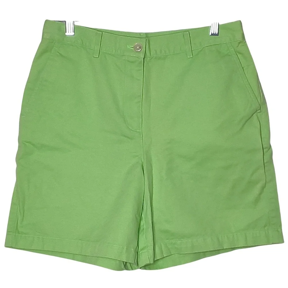 Preppy Lauren Ralph Lauren Chino Shorts Women 8 Green Cotton Twill High‎ Rise